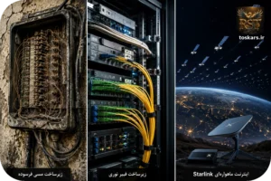 🌐 توسعه زیرساخت اینترنت ایران؛ کابل مسی منسوخ شده، فیبر نوری کند پیش می‌رود، آیا نوبت استارلینک رسیده است؟